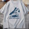 Muster Sportshirt, Lustiges T-Shirt, Gottesanbeter-Print Rundhals Kurzarmshirt, Lässiges Damen Oberteil