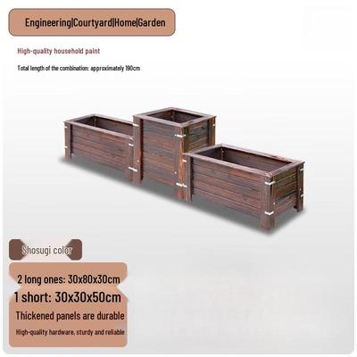 Caja Jardinera de Madera Maciza Carbonizada para Exterior