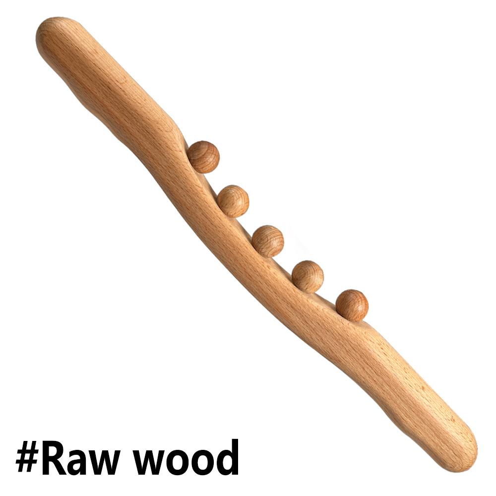 1Pcs Wooden Gua Sha Stick 5 Beads Massage Roller Lymphatic Drainage Body Shaping Tool