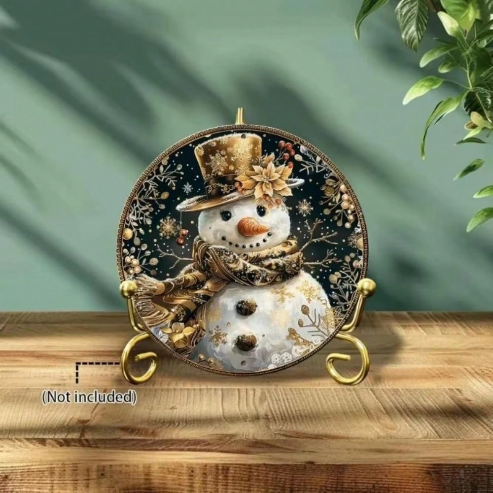 

Modern Farmhouse Christmas Snowman Metal Tin Sign, Winter Rustic Snowflakes Wreath Wall Decor for Outdoor Porch 20x20