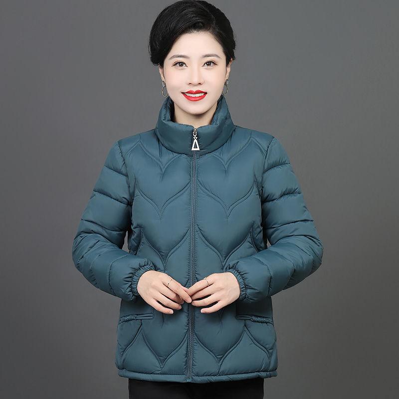 Nejnovější dámské péřové bundy pro ženy středního věku a seniorky Podzimní a zimní Velké velikosti Bavlněné bundy Lehké a krátké bundy