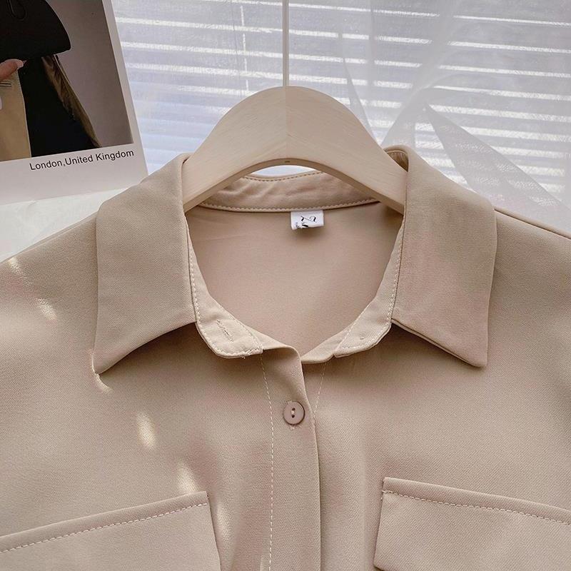 Dámská košile s dlouhým rukávem Temperamentní Tenká Modely střední délky 2025 Léto Nová Korejská verze Výklenkový smysl pro design Vázané dámské topy