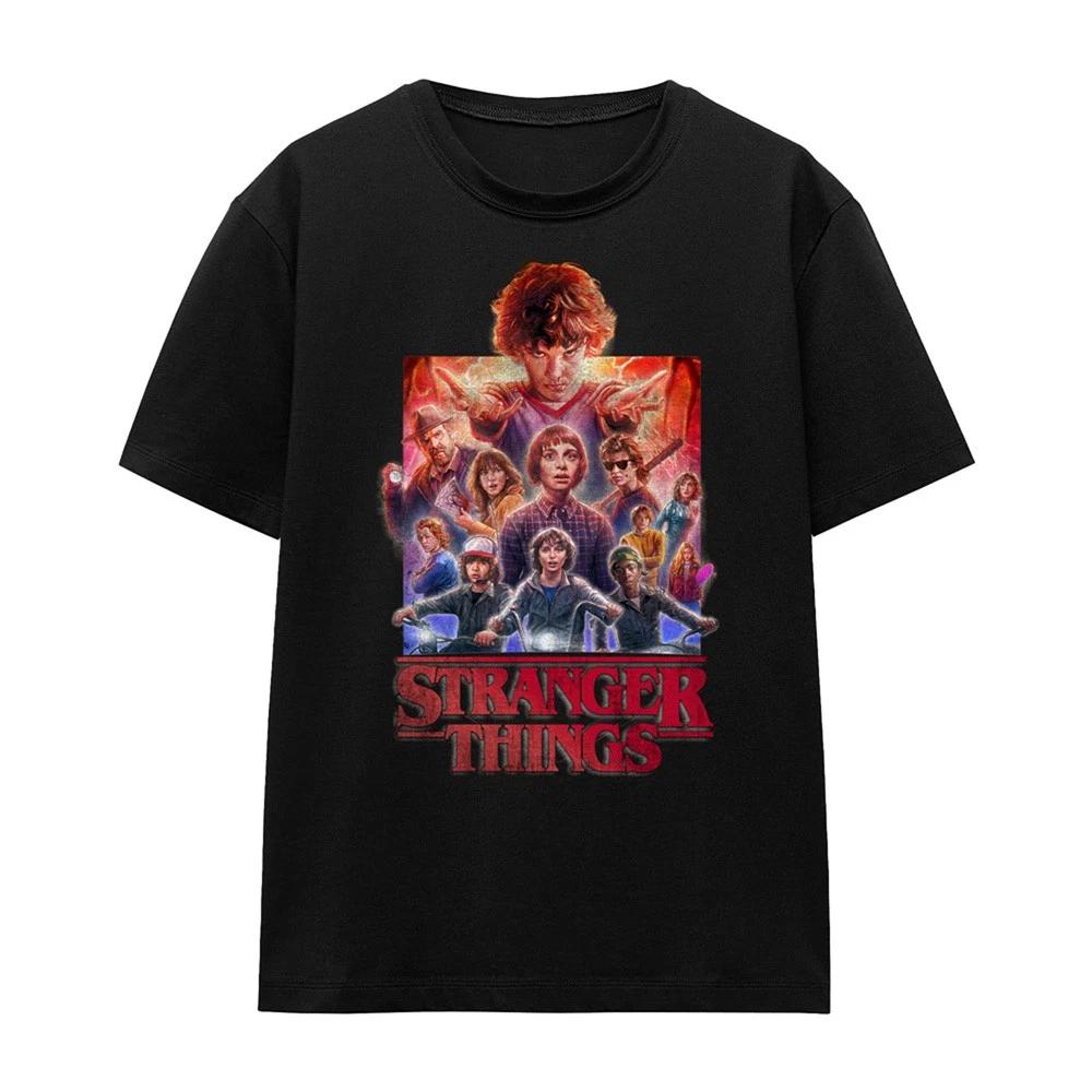 Stranger Things Stranger Things Group Poster Ladies 100% Cotton T-shirt Mens Tees Top S-2XL,Black S