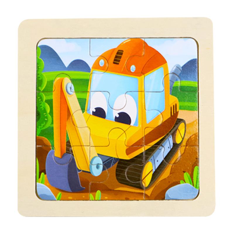 Small Children's 9-piece Wooden Plane Puzzle Cartoon Animation Puzzle Baby Educational Early Education Toy