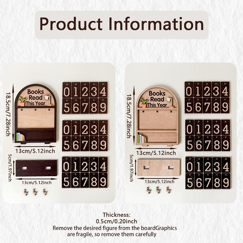 Wooden Yearly Book Counting Ornament Display This Year'S Reading Tracker Can Monitor Up To 999 Books Office Bookshelf Decoration