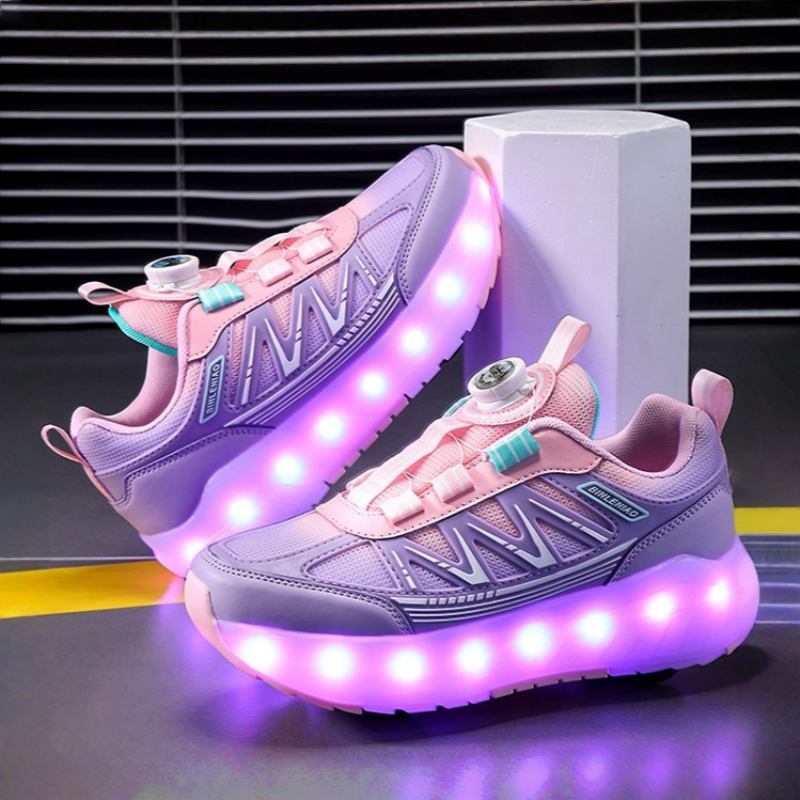 

Детские kers Роликовые коньки Спорт Скейтборд Обувь USB Зарядка Съемные 4 Колеса Светящиеся Роликовые коньки Девочки Мальчики Повседневная обувь 36