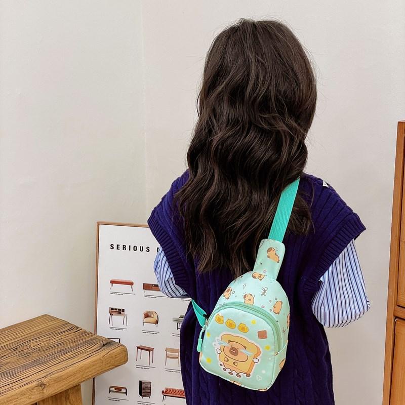 School Bag Breast Bag Cartoon Boys and Girls Change Bag Kapibara Casual Shoulder Messenger Bag Back