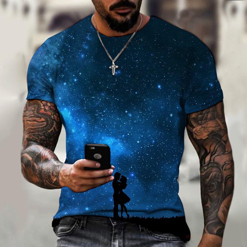 

Звездное небо 3D цифровая печать модные мужские футболки уличная мода персонализированные свободные повседневные футболки с круглым вырезом и коротким рукавом 6XL