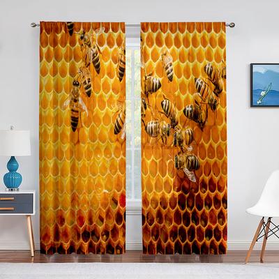 Api Prendono Miele Arnia Animali Divertenti Tende Chiffon Trasparenti per Soggiorno Camera da Letto Decorazione Casa Veli da Finestra Tenda in Tulle