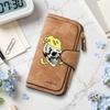 Gothic Skull Print Long Wallet Fashion PU Leather Card Holder Casual Daily Money Purse for Men Women