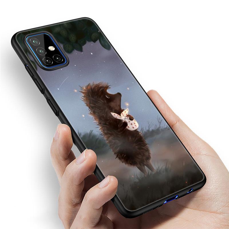Pouzdro na telefon Ježek v mlze pro Samsung Galaxy A12 A02S A22 A32 A52 A72 A71 A51 A41 A31 A21 A11 A50 A70 A10S A20S Černý kryt