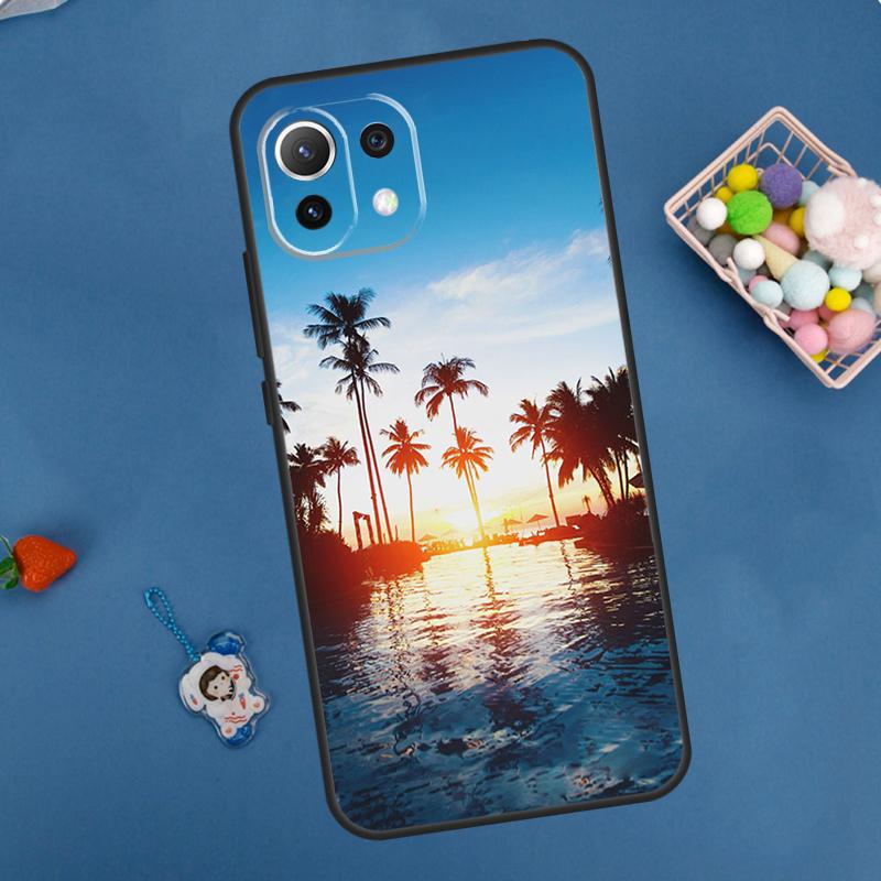 Sommer Strand Sonnenuntergang Palmenbaum Hülle Für POCO F5 X3 X5 Pro X4 F4 GT C40 M5s F3 Abdeckung Für Xiaomi 13 12 Lite 12T 11T Pro 12X