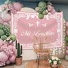 Mi Bautizo Banner Backdrop for Girl Pink Mexican Baptism Party Decorations God Bless First Holy Communion Photography Background Mexican Cielito