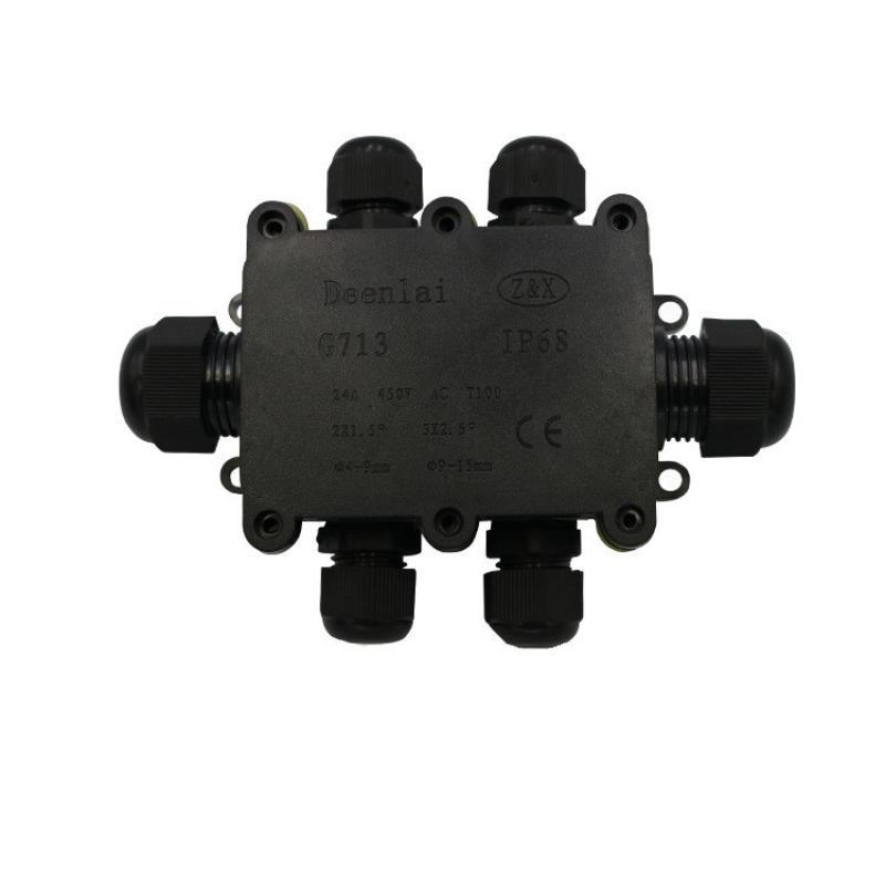 G713 IP68 Waterproof Junction Box 6 Cable Ports Heavy Duty Plastic Shell for Farm Outdoor Power Cable Splicing