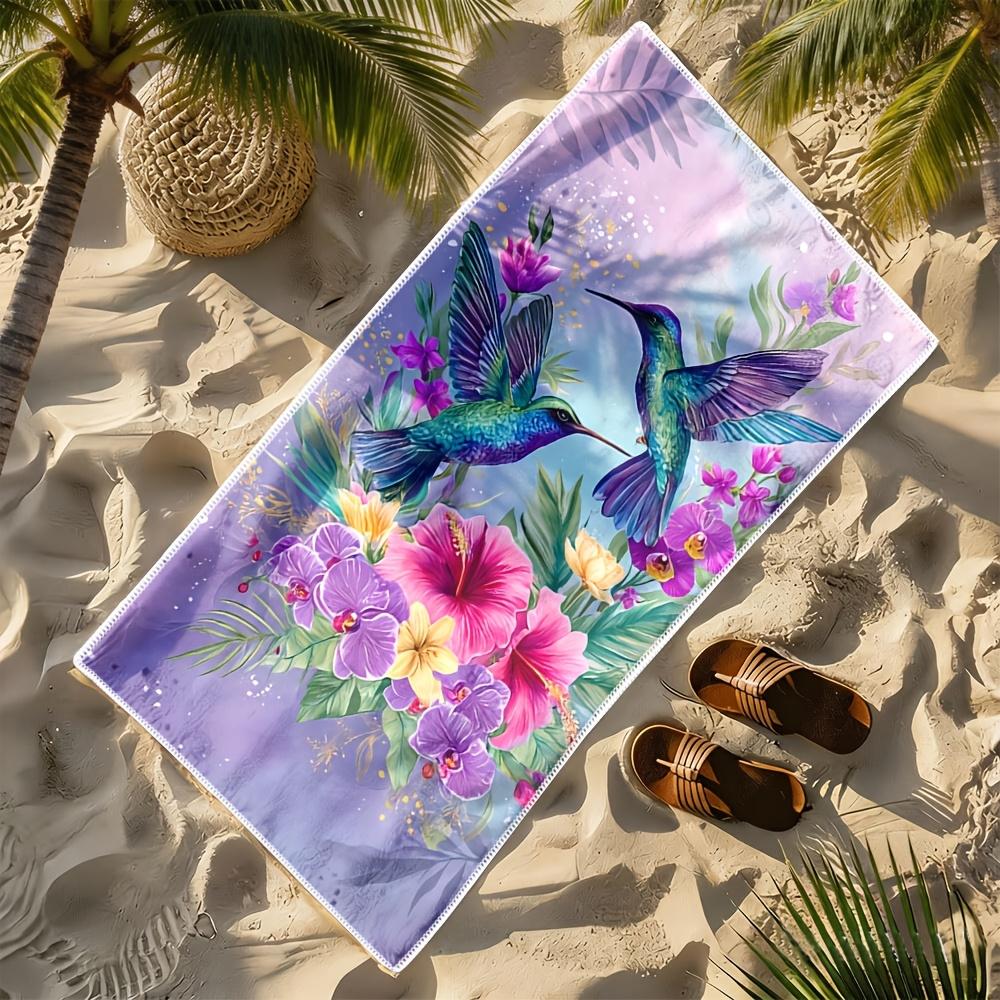 Exquisite Tropical Floral Beach Towel Resort Decor Vibrant Bird Orchid Print Pool Decoration Summer Beach Accessories Home Decor