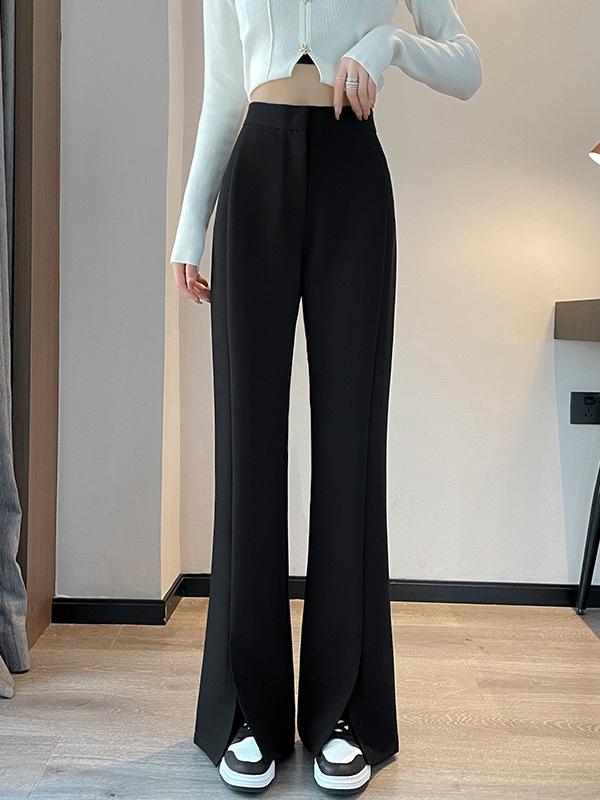 

Women s Spring High-Waist Slit Micro Flare Floor-Length Suit Pants L