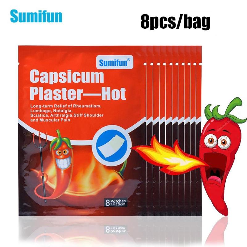 

8 шт./пакет, 16 шт./2 мешка Sumifun, пластырь с горячим перцем, стручковым перцем, китайский травяной медицинский пластырь, пластырь для суставов, шеи, спины, плеча
