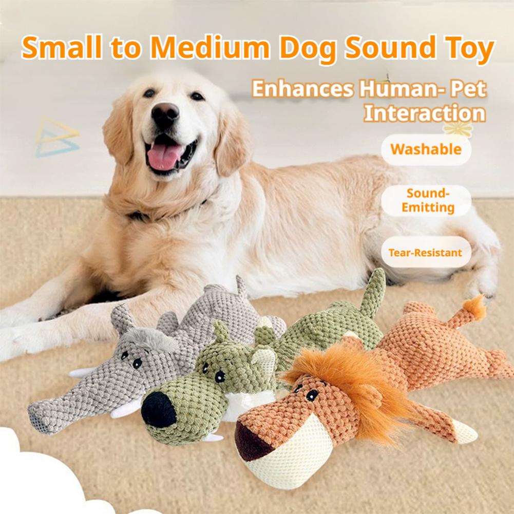 Squeaky Plush Dog Chew Toy for Teeth Cleaning Interactive Puppy Toy with Cartoon Design Washable Plush Toy for Dogs