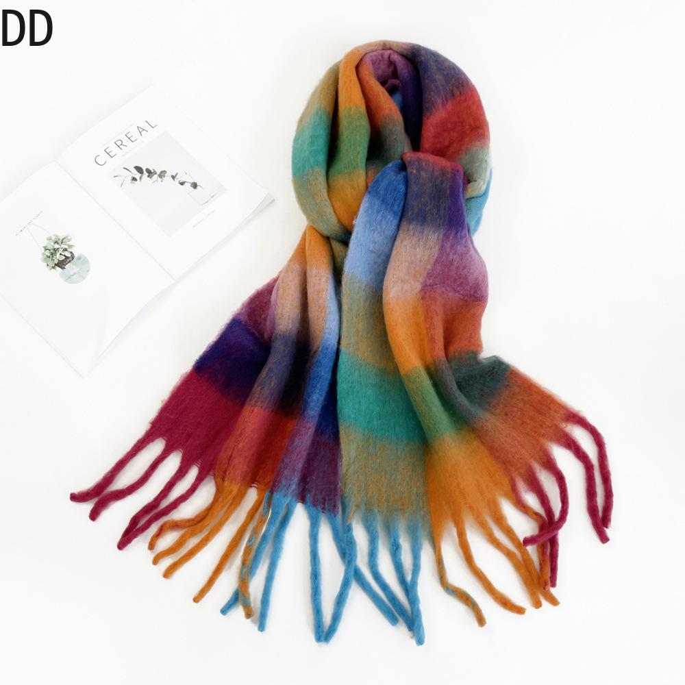 Chic Women Scarf Autumn Winter Mohair Versatile Luxury Green European Shawl Female Soft Warm Thermal Muffler Ladies Y2K Style