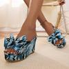 Mode Damen Keilsandalen 2025 Große Größe Schuhe Damen Plateau Outdoor Sandalen Trend Slipper Bequem Schleife Hausschuhe Pantoletten Damen