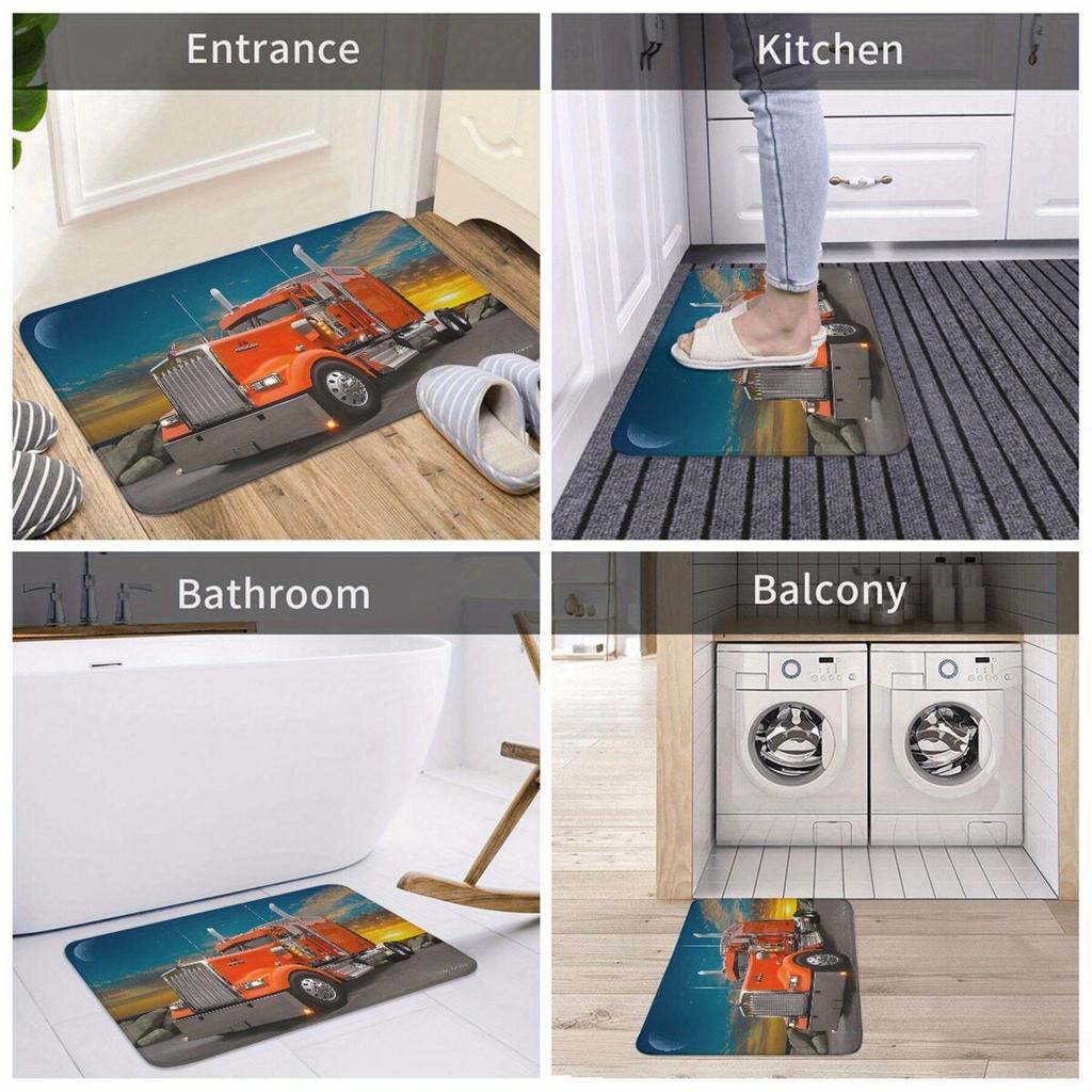 1PC Truck Pattern Kitchen Rugs Non-Slip Home Door Mats Pop design Bathroom Rug Bath Mat Carpet for Home Sink Laundry Decor