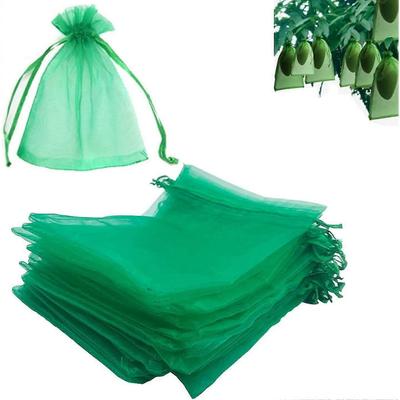 Frugtbeskyttelsespose 30 stk., Have druenbeskyttelsespose Organza-pose med snoretræk mod hveps, frugtfluer, biller, fugle Mosgrøn 20*30cm