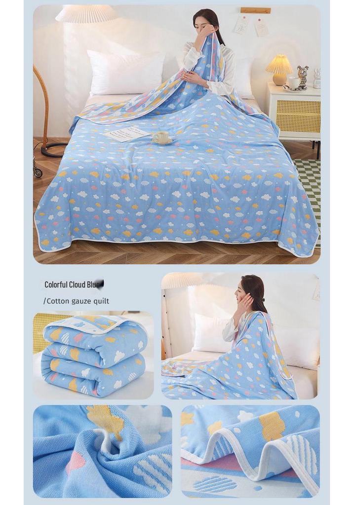 Pure Cotton 6-Layer Gauze Summer Quilt for Children - Thin, Breathable Baby Blanket