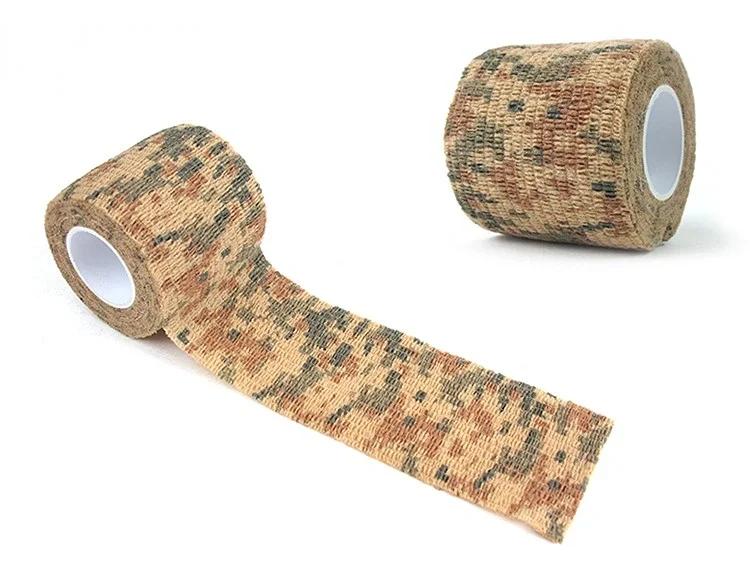 Self-Adhesive Protective Tape Wrap Tactical Camo Multi-Functional Non-Woven Fabric Stealth Tape Stretch Bandage Outdoor Hunting