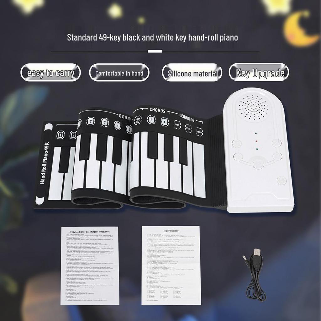 Portable 49-Key Folding Electronic Piano - Beginner Keyboard Instrument