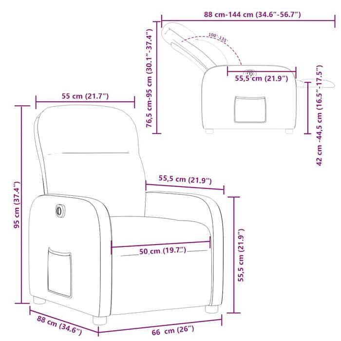 VidaXL Electric Recliner Light Grey Fabric 3302952