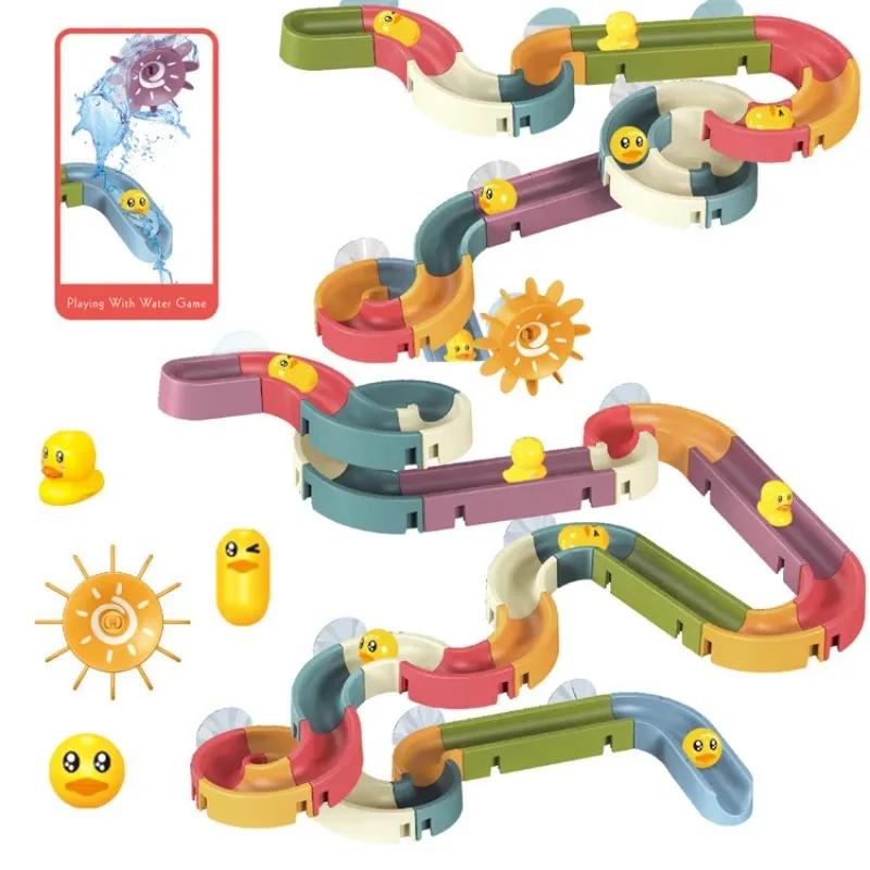 Baby Diy Assembling Track Slide Suction Cup Toys Bath Tub Toys Baby Bathroom Bathtub Shower Toy Set Duck Water Toys For Children