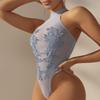 Sexy Water-Soluble Flower Lace Jumpsuit - Slim Fit