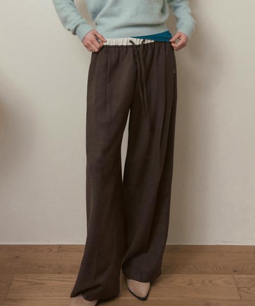 HAINT Bay Relaxed Wide Slacks_Brown