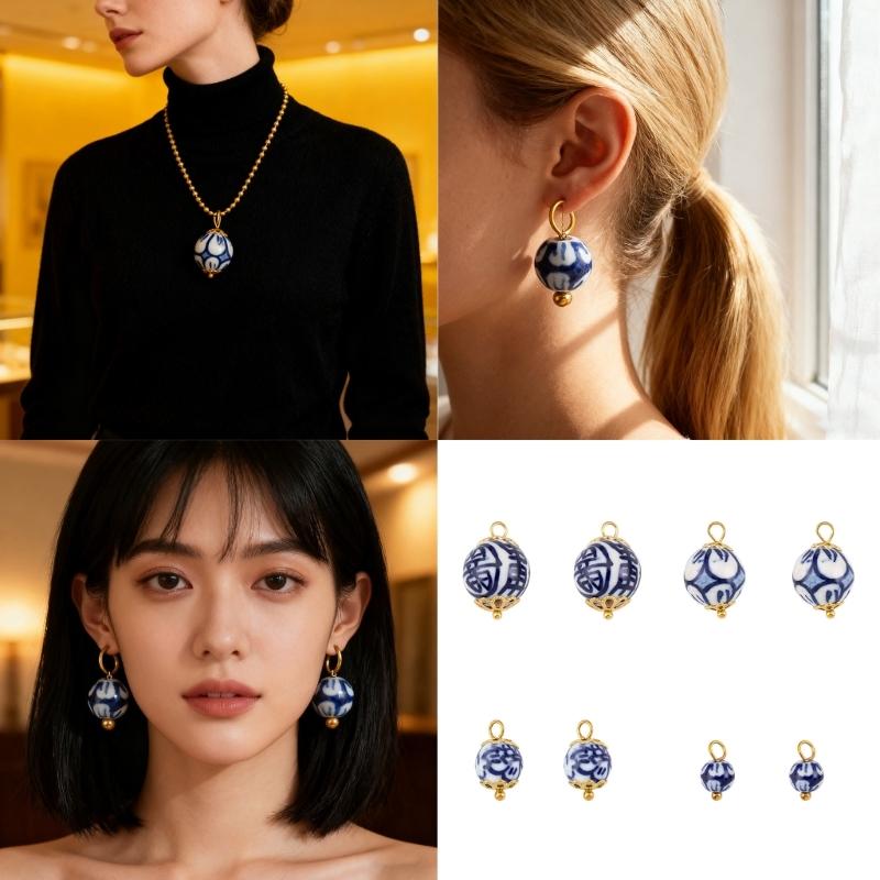 Traditional Auspicious Motif Ceramic DIY Accessories Combined With Sturdy Stainless Steel Components