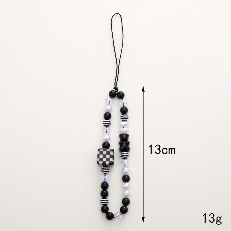 Colorful Cartoon Bear Mobile Phone Chain with Electroplating Grid Design