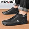Herren Leder Freizeitschuhe Rutschfeste Walking Sportschuhe Handgefertigte Schuhe für Herren mit High Top Sneakers Masculino