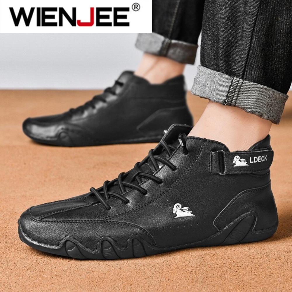 Herren Leder Freizeitschuhe Rutschfeste Walking Sportschuhe Handgefertigte Schuhe für Herren mit High Top Sneakers Masculino
