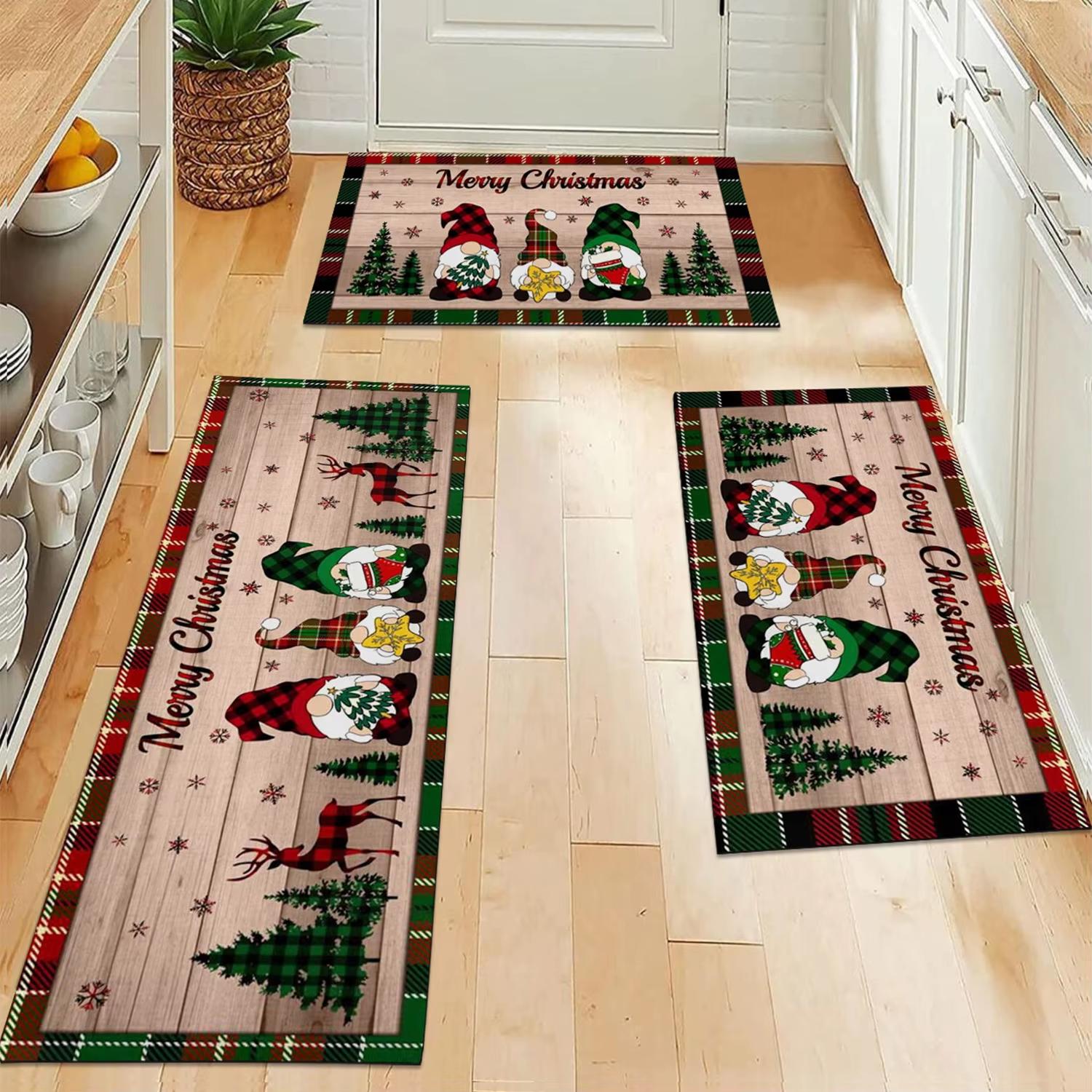 

Vikama Christmas Gnome Christmas Tree Pattern Carpet Kitchen Carpet Living Room Bedrooms Bedside Rugs Non-Slip Bathroom Floor 40X60CM (1.3X2FT
