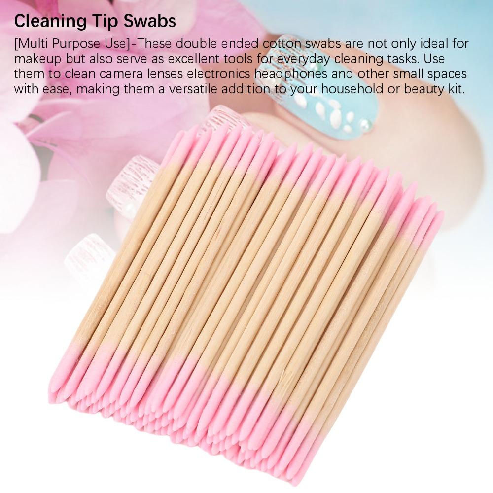 10 Bags Dual-End Pointed Cleaning Tip Swabs Manicure Cotton Stick Eyeliner & Cosmetic Touch-Up Work
