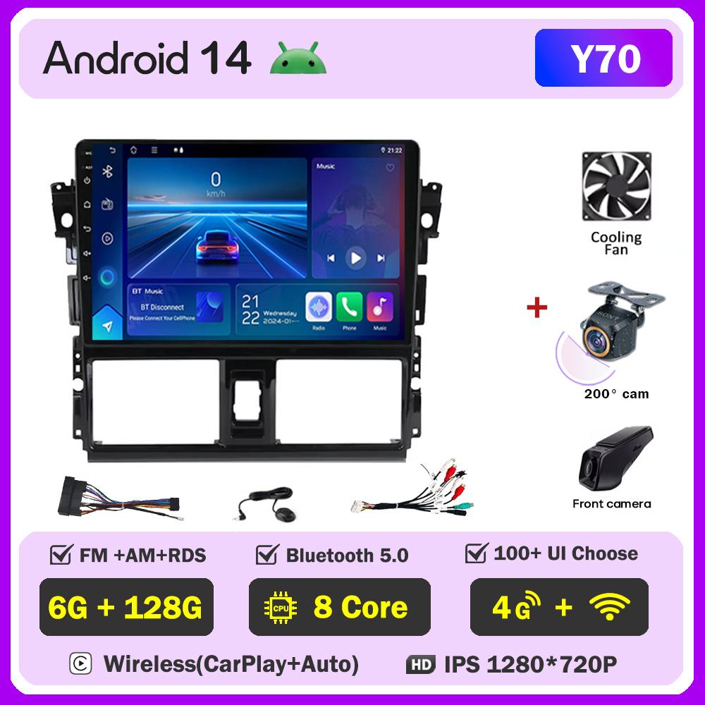 For Toyota Vios XP150 2013-2020 Car Radio Player Car Carplay Screen Autoradio Mirror Link Car Intelligent Systems Touch Screen