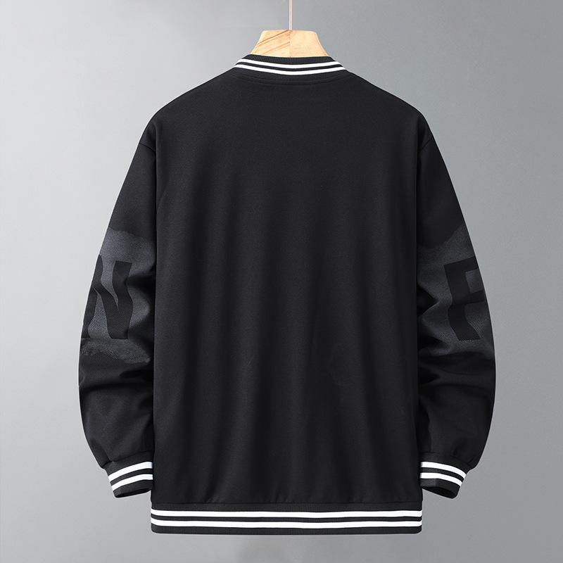 Plus Size Men's Trendy Casual Two-Piece: Baseball Jacket & Pants Set for Spring & Autumn