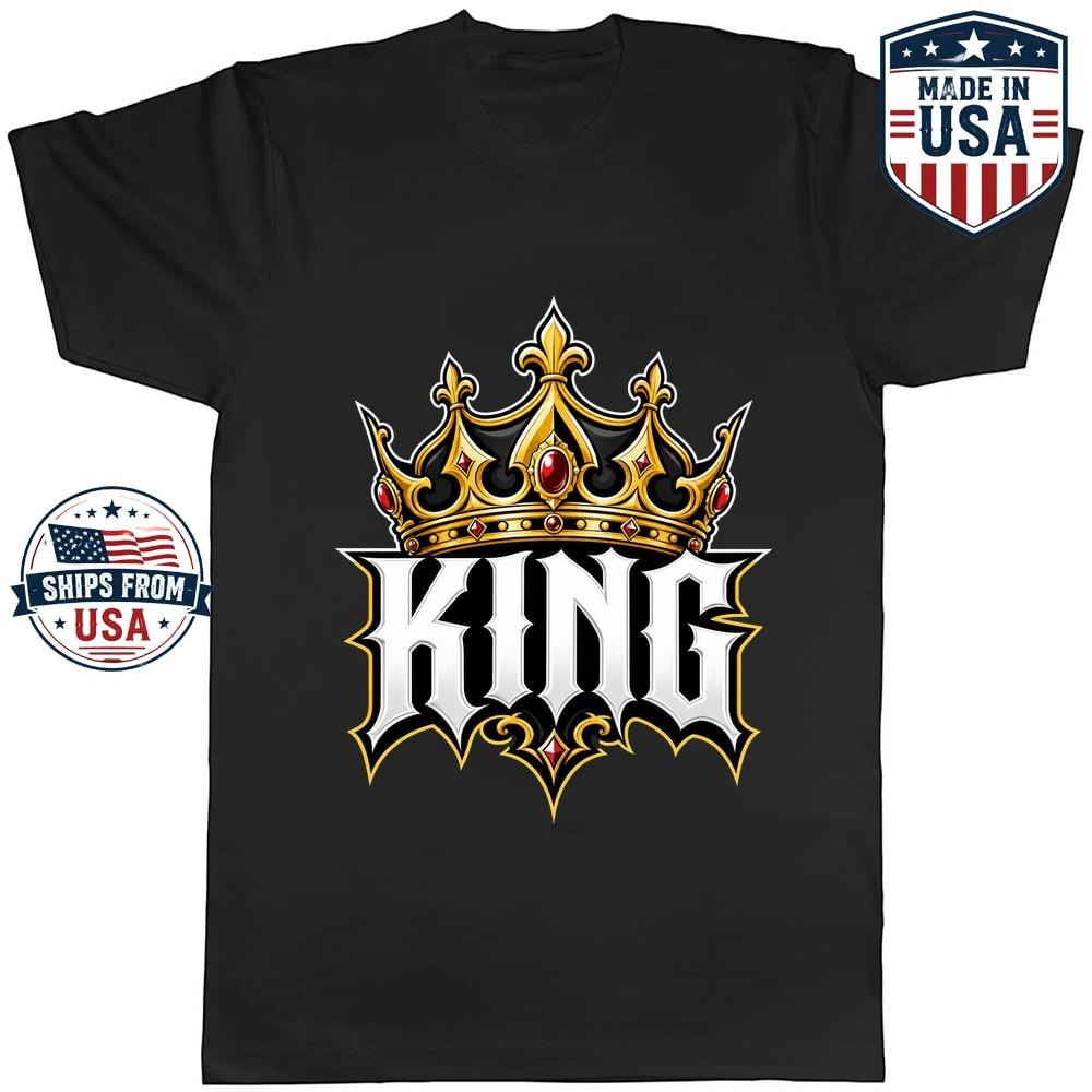 Gothic King Crown Typography Graphic T-Shirt Royal Wordmark