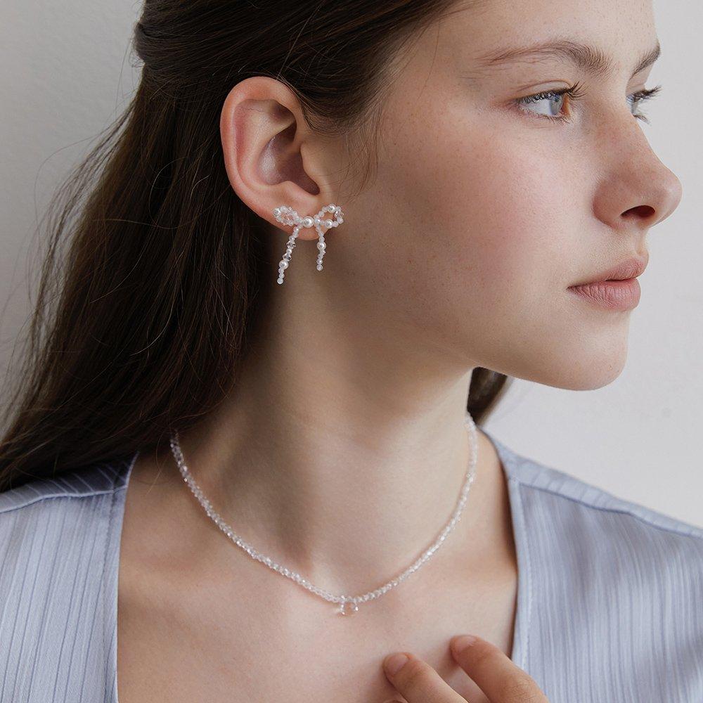 (92.5 Silver) Crystal Mirror Ball Necklace Nz2412 Silver