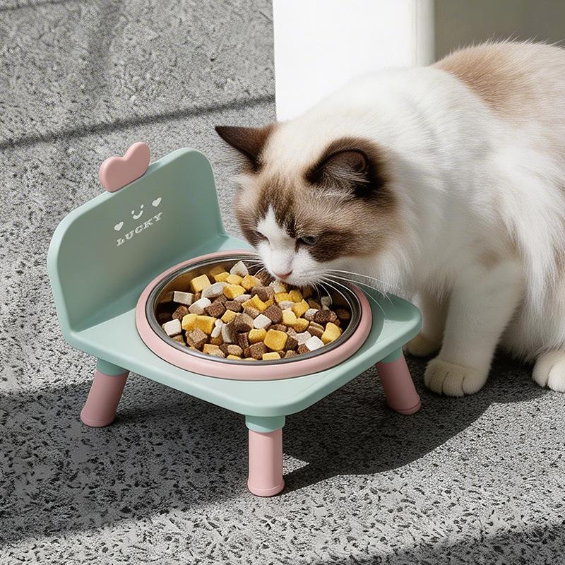 Cat Bowl Pet Stool Stainless Steel Dining Table Anti-slip and Anti-tip Dog Bowl Large Capacity Pet Bowl