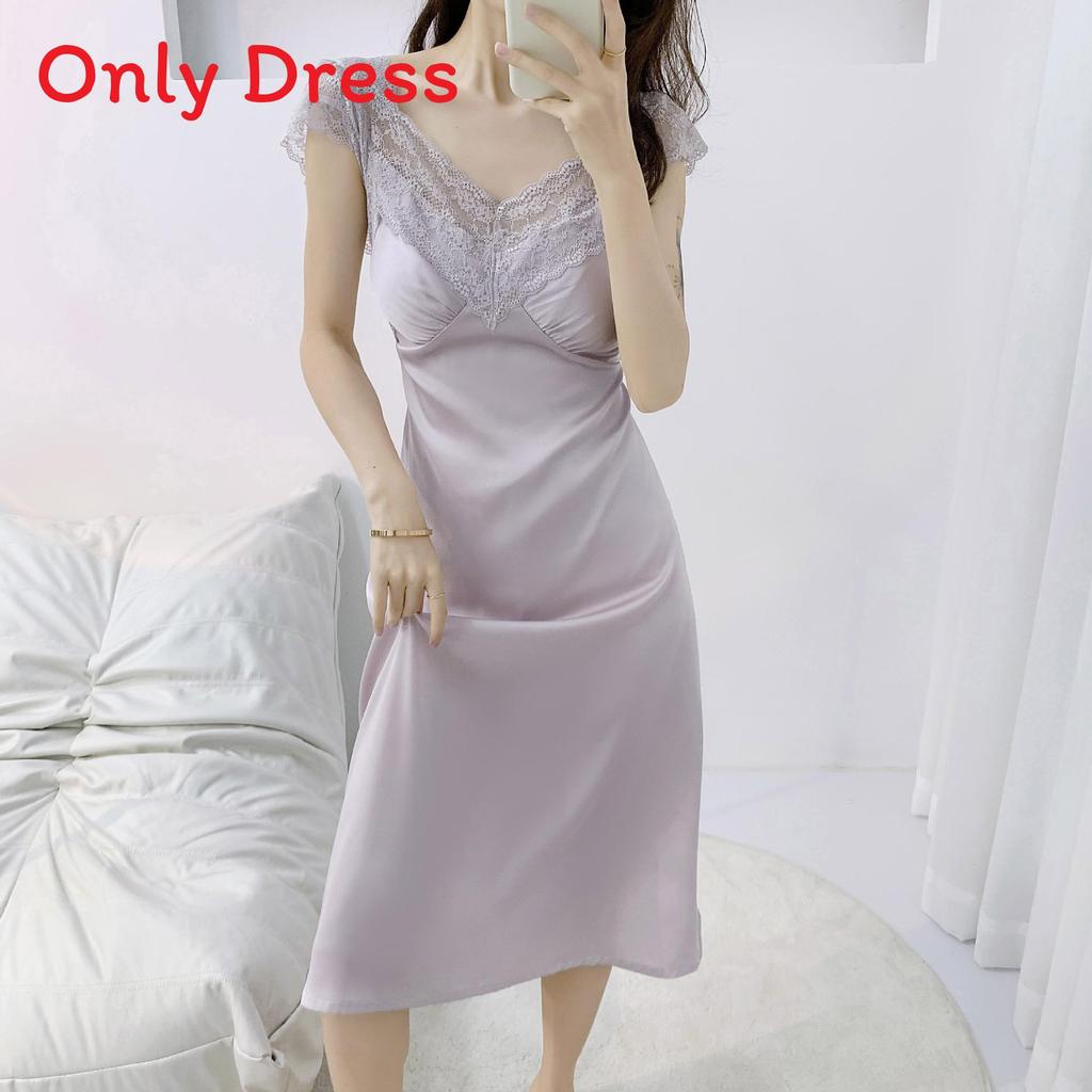 Ice Silk Slip Dress For Women With Vneck And Padding For Sleep And Lounge