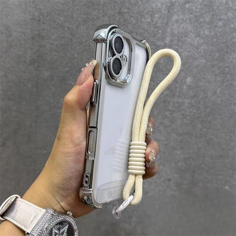 For Tecno Spark 20 Pro 20C 10C Go 1 2025 2024 2023 Pop 8 7 Pro iTEL P55 A70 A50 Plating Frame Casing With Strap Rope Soft Cover