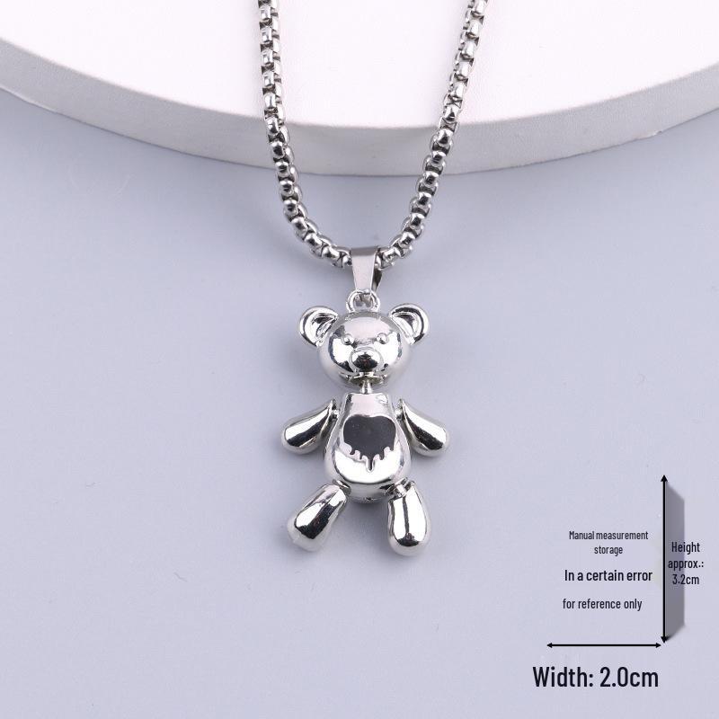 Creative Cartoon Bear Necklace with Movable Limbs - Zinc Alloy Pendant Jewelry