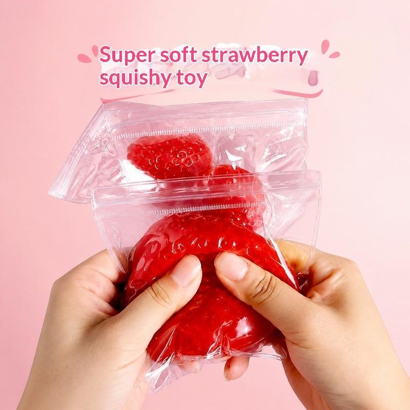 Slow Rising Strawberry Fidget Squeeze Toy Soft Stress Relief Sensory Toy Safe for Kids Adults Home Office