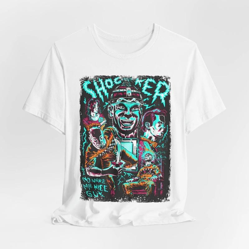 

Vintage Horror Movie TShirt Shocker Graphic Tee Summer Unisexs and Womens Loose and Breathable Tshirt Top 4XL