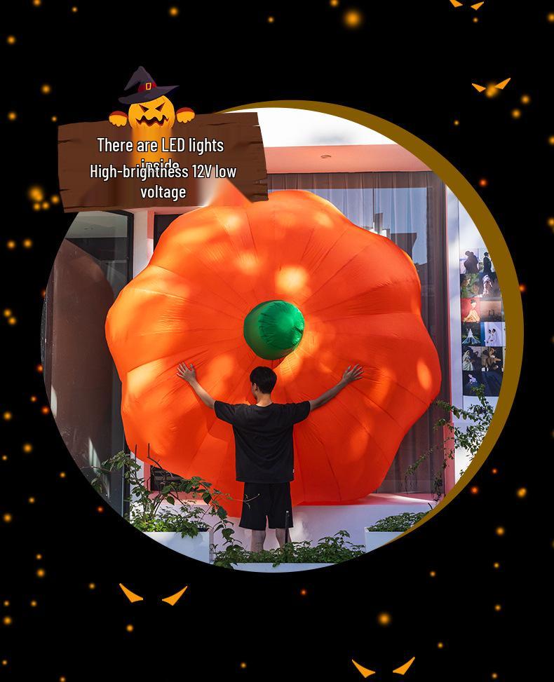 Large Halloween Pumpkin Lantern with Ghost and Spider Décor